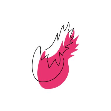 Pitaya, beyaza izole edilmiş sürekli bir çizim stili. Taze ejderha meyvesi logosu tasarımı. Renkli mutfak meyve ikonu. Modern tek satır sanat el çizimi düz vektör çizimi