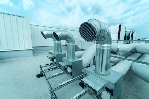 Air Conditioning Ventilation System Large Industrial Building Located Roof Consists — Stock Photo, Image