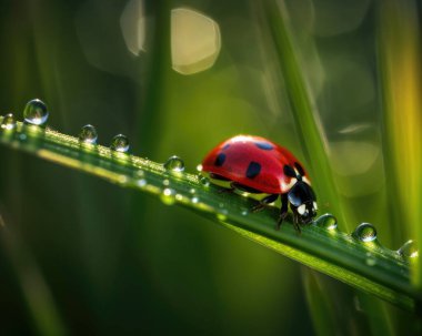 Yazın Çim Bıçağında Uğur Böceği