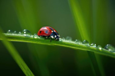 Yazın Çim Bıçağında Uğur Böceği