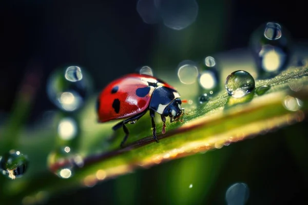 Ladybug Blade Grass Summer — Stock Photo, Image
