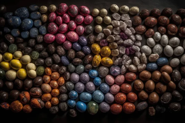Una Exhibición Visualmente Llamativa Hamburguesas Una Variedad Colores Brillantes Con Fotos De Stock