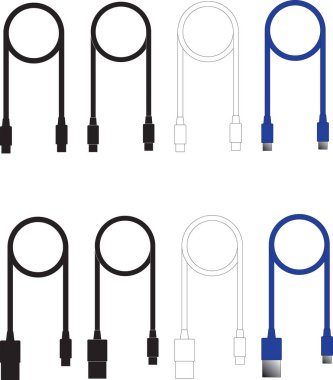 Çeşitli biçimlerde USB Kabloları