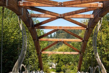 Parkta tahta bir köprü.