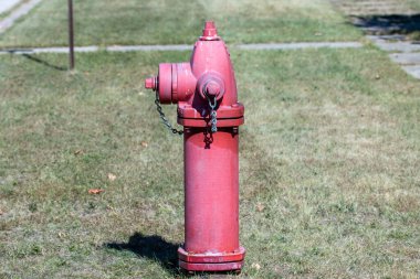 Yeşil çimenlerin üzerinde yangın musluğu