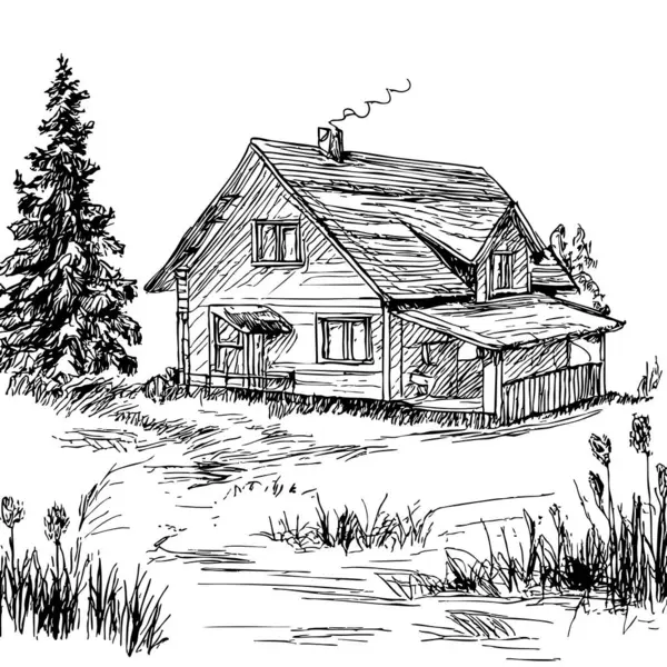 Ormandaki bir evin taslağı.