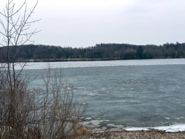 Kış ormanında göl