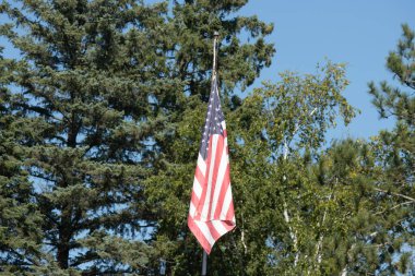 Parkta Amerikan bayrağı