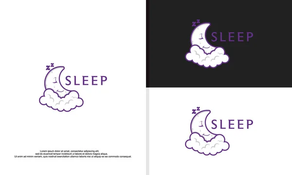 Logo Gambar Vektor Dari Bulan Tersenyum Dalam Tidurnya - Stok Vektor