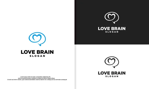 Logo Illüstrasyon Vektörü Aşk Beyin Monolininin Grafiği — Stok Vektör