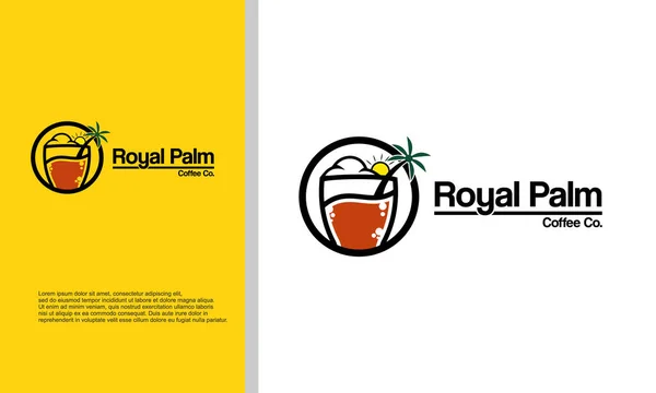 Palmiye ağacı kafesinin logo resimleme vektörü grafiği