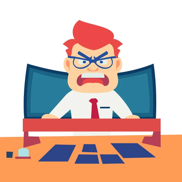 Angry Exasperated Employee Character Illustration — Stock Vector