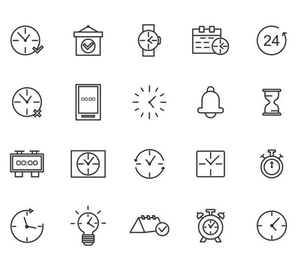 Simple Set Time Related Vector Line Iconos Contiene Iconos Como — Archivo Imágenes Vectoriales