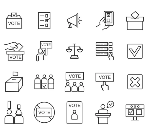 Conjunto Iconos Votación Elecciones Colección Iconos Lineales Simples Web Como — Archivo Imágenes Vectoriales