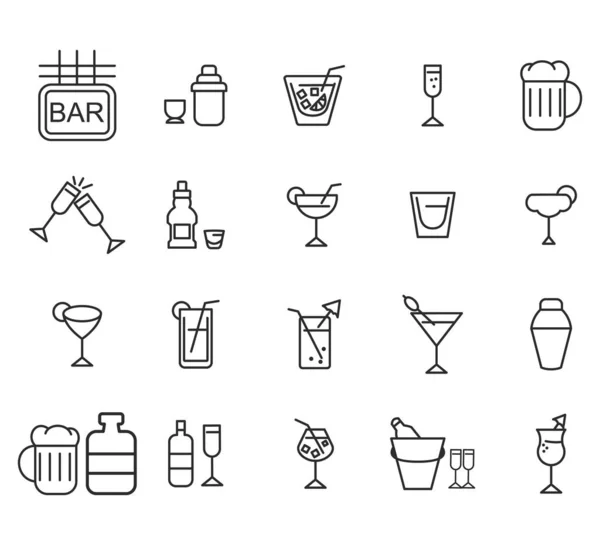 Conjunto Iconos Alcohol Cócteles Colección Iconos Lineales Web Simples Como — Archivo Imágenes Vectoriales