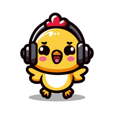 Sevimli tavuk çizgi film karakteri vektör çizimi