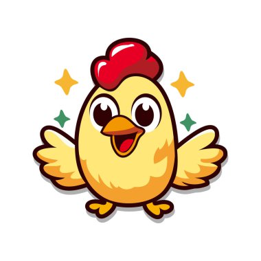 Sevimli tavuk çizgi film karakteri vektör çizimi