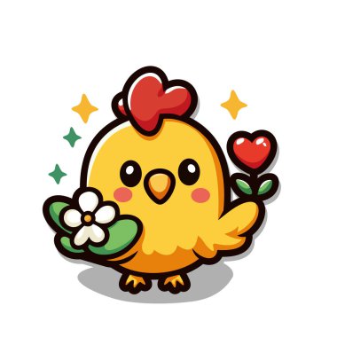 Sevimli tavuk çizgi film karakteri vektör çizimi