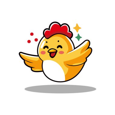 Sevimli tavuk çizgi film karakteri vektör çizimi