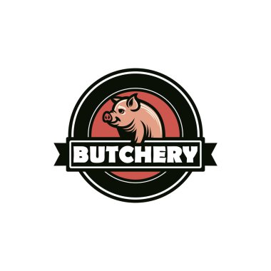 Kasap dükkânı logo vektör çizimi