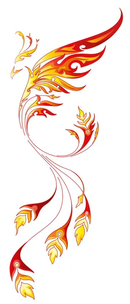 Fiery Phoenix Zijaanzicht Vector Illustratie Ideaal Voor Tatoeage — Stockvector