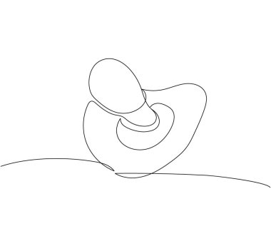 Emzik, meme ucu bir çizgi sanatı. Bebek, çocuk, yeni doğan, çocuk, bebek aksesuarları, ilk dişler, sağlık, ısırık, sakinleştirici el çizimi