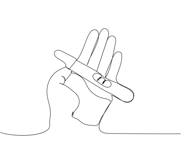 Тест Вагітність Долоні Вашої Руки Мистецтво Однієї Лінії Безперервна Лінія — стоковий вектор