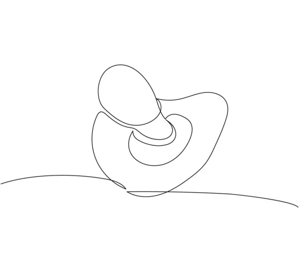 Pacifier Nipple One Line Art Continuous Line Drawing Baby Kid — Stock Vector