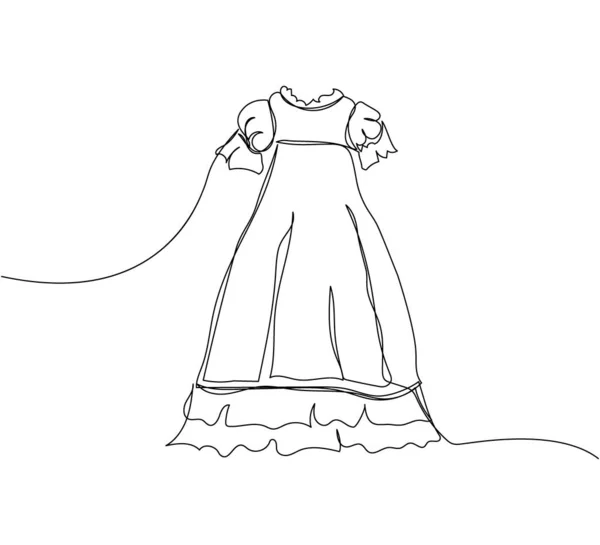 Christening Dress One Line Art Continuous Line Drawing Child Childhood — Stock Vector
