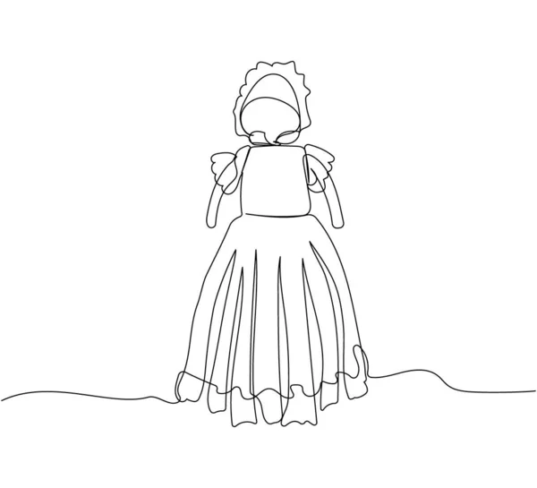 Dětské Šaty Křtiny Čepice Jeden Řádek Art Nepřetržitá Kresba Oblečení — Stockový vektor