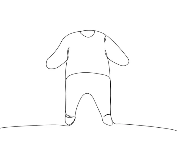 婴儿保暖套装单行艺术 婴儿的连续线条画 手绘矢量图解 — 图库矢量图片