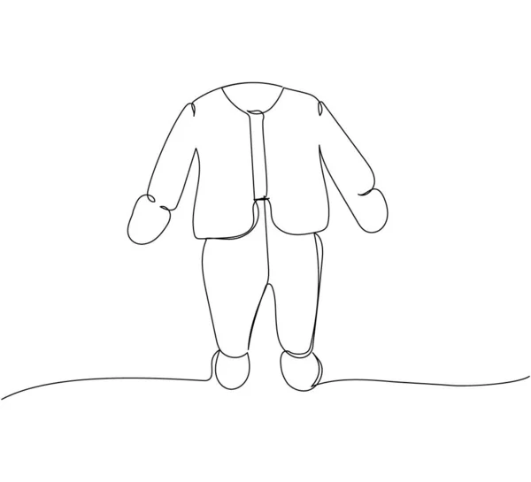 ベビールーパー 暖かいスーツ1ラインアート ドレス ワードローブ ドレスアップ きちんとした 快適な 赤ちゃんの連続線画 手描きベクトルイラスト — ストックベクタ