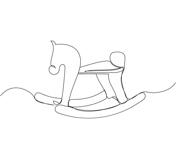 Crianças Brinquedo Balançando Cavalo Uma Linha Arte Desenho Linha Contínua —  Vetores de Stock