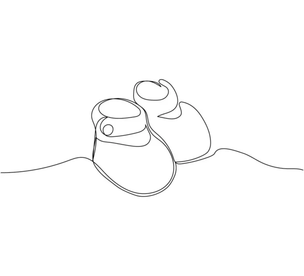 Dětské Pantofle Boty Boty Jeden Řádek Umění Nepřetržitá Čára Kreslení — Stockový vektor
