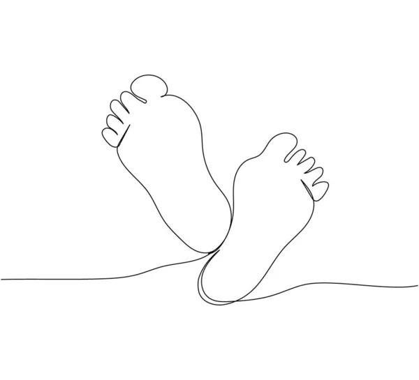 孩子的脚 记忆印一条线艺术 连续画线的孩子 孩子的腿 新生儿 新生命 手绘矢量图解 — 图库矢量图片