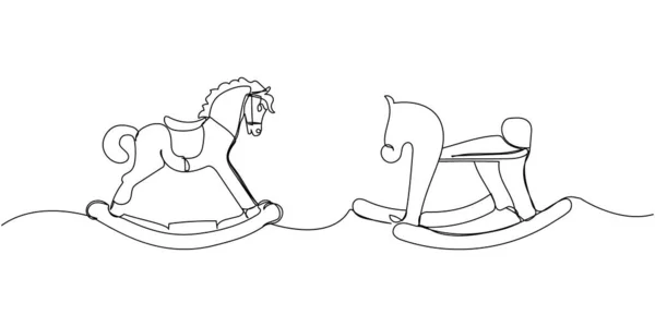 Jogo Crianças Brinquedo Balançando Cavalo Uma Arte Linha Desenho Linha —  Vetores de Stock