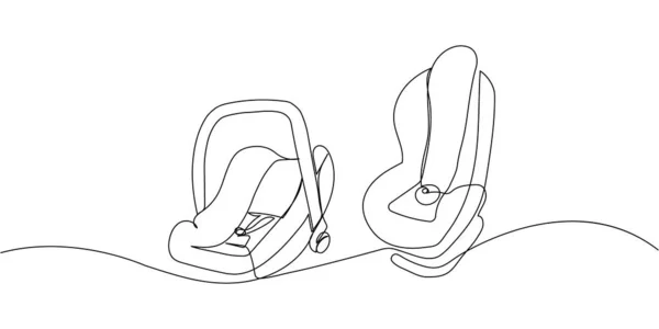 儿童座椅为新生儿和小学生设计的一套单排儿童座椅连续画线的童年 手绘矢量图解 — 图库矢量图片