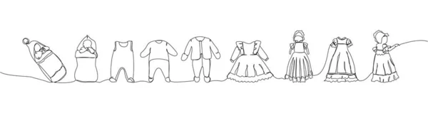 Набор Детских Скамеек Детская Одежда Детский Комбинезон Пеленание Платье Одна — стоковый вектор