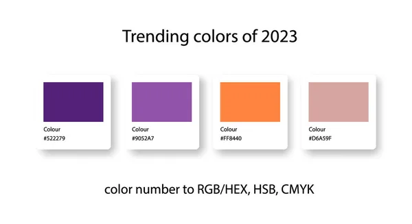 Colori Tendenza 2023 Rgb Trend Collezione Guida Colori Luminoso Set — Vettoriale Stock