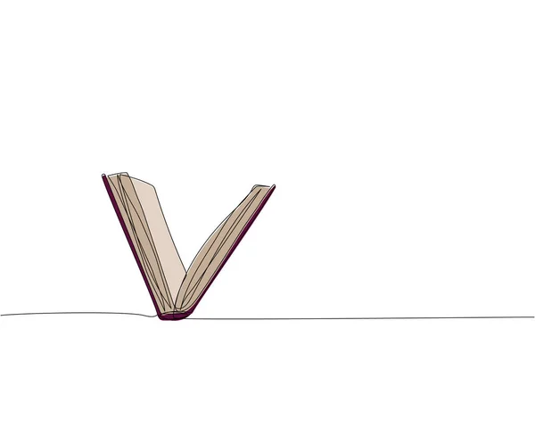 Otevřená Kniha Tvaru Zápisník Deník Jednořádkové Barevné Umění Kontinuální Čára — Stockový vektor