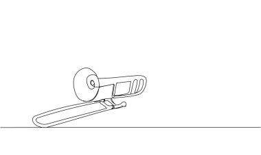 Trombon çizgisi sanatı. Müzikal, klasik, senfoni, trombon, blues, enstrümanlar, müzik, trompet, orkestra, caz tuba çizimi