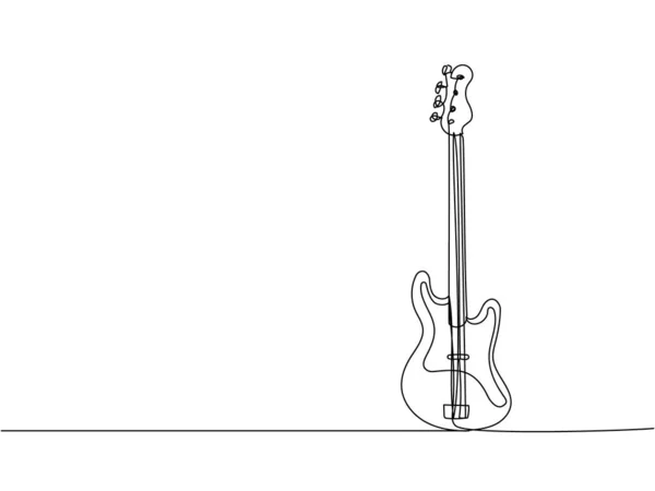 Gitarre One Line Art Kontinuierliche Linienzeichnung Von Musical Ausrüstung Song — Stockvektor