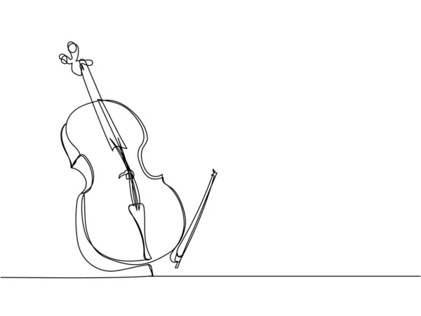 Cello Linje Konst Kontinuerlig Ritning Musikal Melodi Violin Vintage Musik — Stock vektor