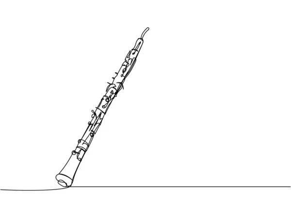 Кларнет Мистецтво Однієї Лінії Безперервна Лінія Малювання Вітру Симфонії Ретро — стоковий вектор