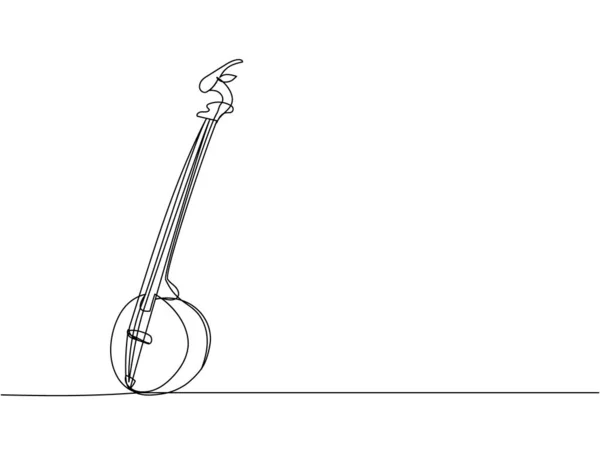 Kozobas Eine Zeile Kunst Kontinuierliche Linienzeichnung Von Musikinstrumenten Geräten Traditionellen — Stockvektor