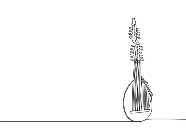 Torban One Line Art Непрерывная Линия Рисования Музыки Инструмента Народного — стоковый вектор