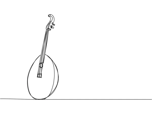 Kobza Una Línea Arte Dibujo Continuo Música Instrumento Folk Musical — Vector de stock