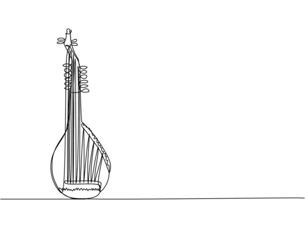 Torban Uma Linha Arte Desenho Linha Contínua Música Instrumento Folclore — Vetor de Stock