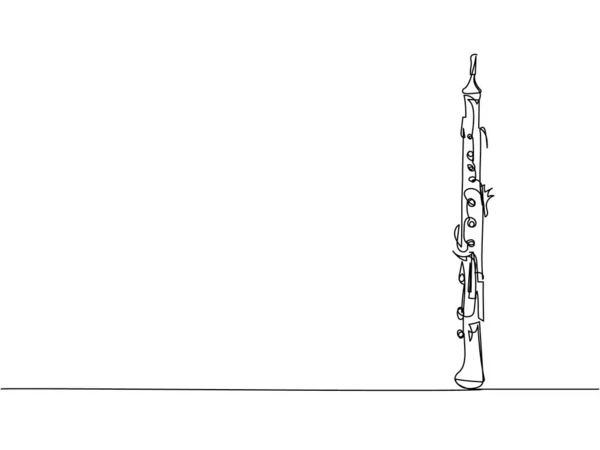 Clarinette Une Ligne Art Dessin Trait Continu Vent Symphonie Rétro — Image vectorielle