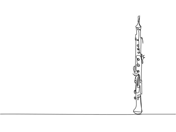 Clarinete Una Línea Arte Dibujo Continuo Viento Sinfonía Retro Clarinete — Archivo Imágenes Vectoriales